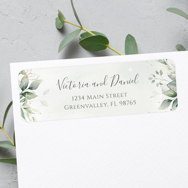 Elegant Eucalyptus Lövs Greenery Returadress Returadress Etikett (Skapare uppladdad)