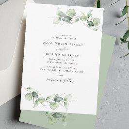 Elegant Eucalyptus Lövs Greenery Rustic Bröllop Inbjudningar