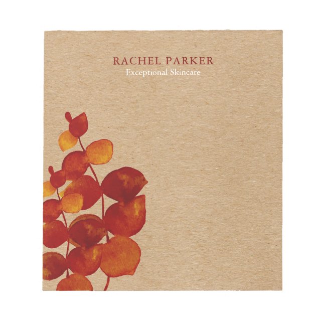 Elegant Eucalyptus Lövs Rustic Kraft Anteckningsblock (Framsida)