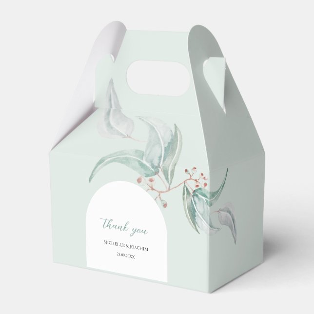 Elegant Eucalyptus med blommor vattenfärgsbild Presentaskar (Framsidan Sidan)