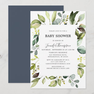 Elegant Eucalyptus med Greenery Baby Shower Inbjudningar