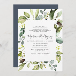 Elegant Eucalyptus med Greenery Quiceañera Inbjudningar