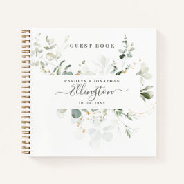 Elegant Eucalyptus Modern Script Photo Guest bok