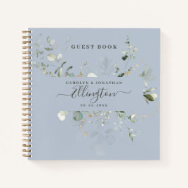 Elegant Eucalyptus Modern Script Photo Guest bok