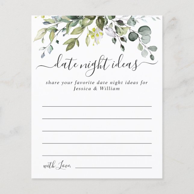 Elegant Eucalyptus Möhippa Datum nattetid Idea Flygblad (Framsidan)