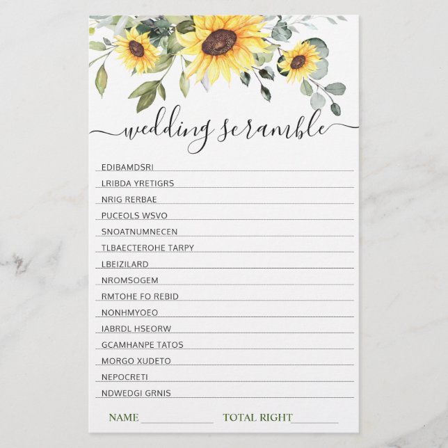 Elegant Eucalyptus Möhippa Scramble Game (Framsida)