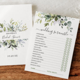 Elegant Eucalyptus Möhippa-spelkort Inbjudningar