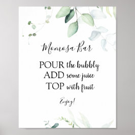 Elegant Eucalyptus Momosa Bar Drinkskylt Poster
