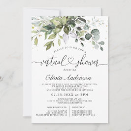 Elegant Eucalyptus NEUTRALT virtuell BABY Shower Inbjudningar