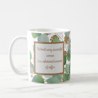 Elegant Eucalyptus och Guld-kaffekaffe Mugg Gift