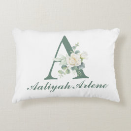 Elegant Eucalyptus och Ro Anpassningsbar Initial A Prydnadskudde