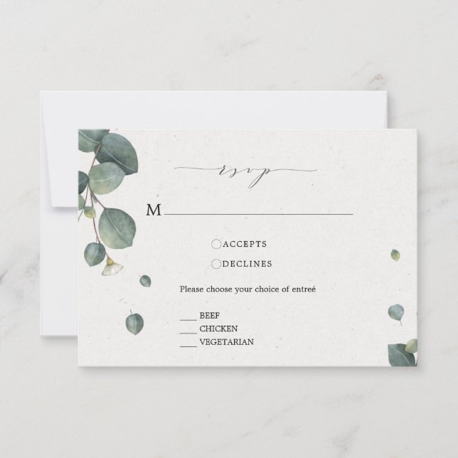 Elegant Eucalyptus OSA kort med måltider (Framsida)
