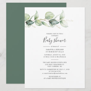 Elegant Eucalyptus Par Baby Shower Greenery Inbjudningar