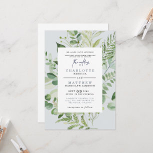 Elegant Eucalyptus Parents Dusty Blue Bröllop Inv Inbjudningar