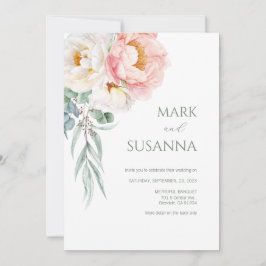 Elegant Eucalyptus Peonies bröllopsinbjudan Inbjudningar