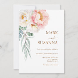 Elegant Eucalyptus Peonies bröllopsinbjudan Inbjudningar