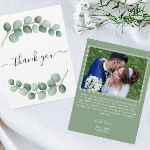 Elegant Eucalyptus Photo Bröllop - tackkort Tack Kort