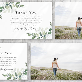 Elegant Eucalyptus Photo Funeral Tack Anteckningskort