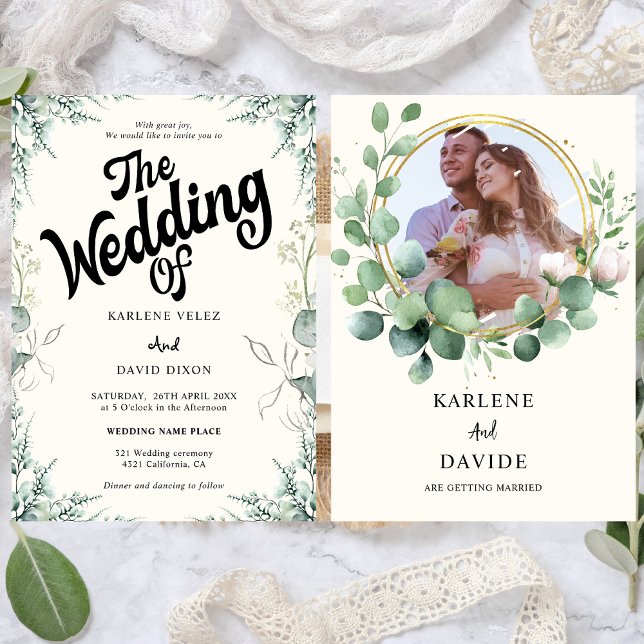 Elegant Eucalyptus Photo Gift Inbjudningar (Skapare uppladdad)