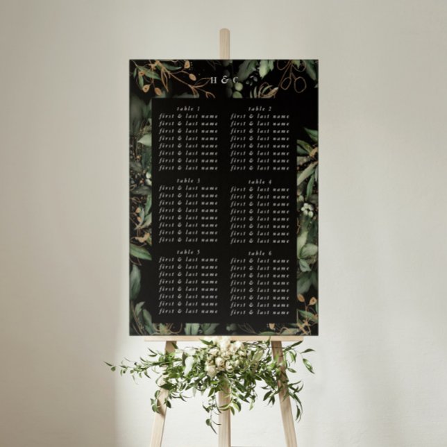 Elegant Eucalyptus Premium Bröllop Black Onyx Poster (Skapare uppladdad)