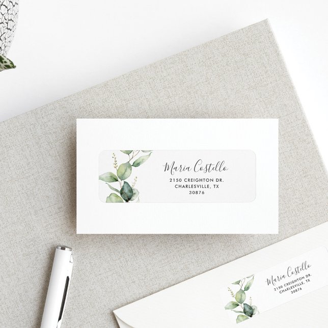 Elegant Eucalyptus Quinceanera Returadress Returadress Etikett (Eucalyptus Greenery Return Address Label)