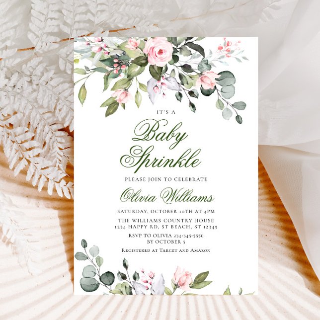 Elegant Eucalyptus  Ro Baby Sprinkle Inbjudningar (Skapare uppladdad)