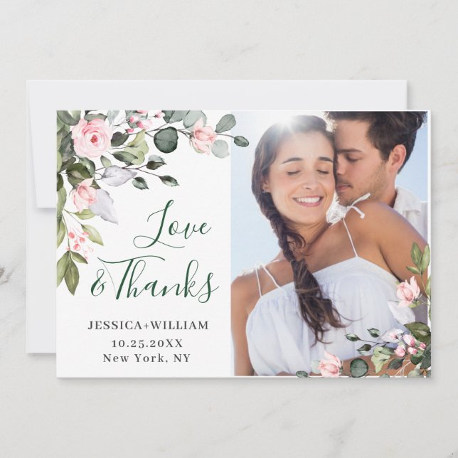 Elegant Eucalyptus  Rosa ros 4 PHOTO Tack Kort (Framsida)