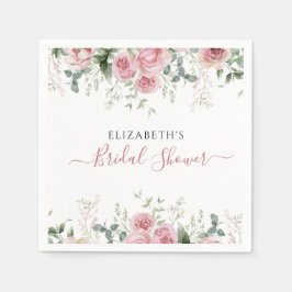 Elegant Eucalyptus & Rosa ros Inbjudan Pappersservett