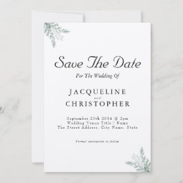 Elegant Eucalyptus Rustic Save Date Bröllop Inbjudningar