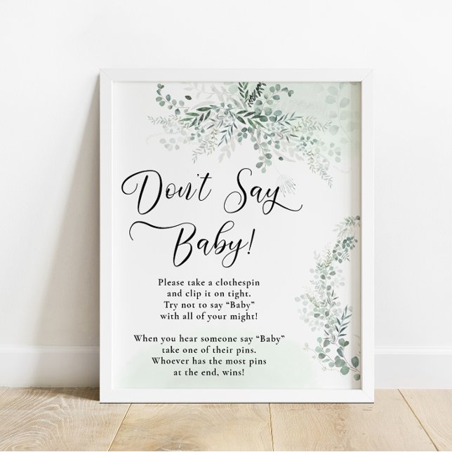 Elegant Eucalyptus Säg inte att Baby Poster (Skapare uppladdad)
