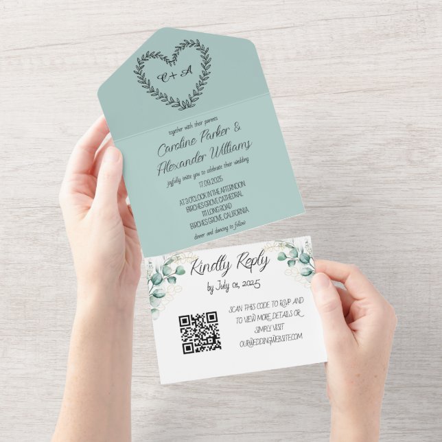 Elegant Eucalyptus Script Modern OSA QR-kod Alla (Tearaway)