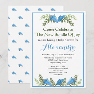 Elegant Eucalyptus Seashell Baby Shower-inbjudan