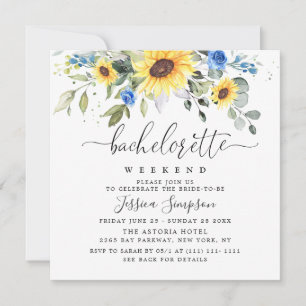 Elegant Eucalyptus Solblommor Bachelorette Helg Inbjudningar