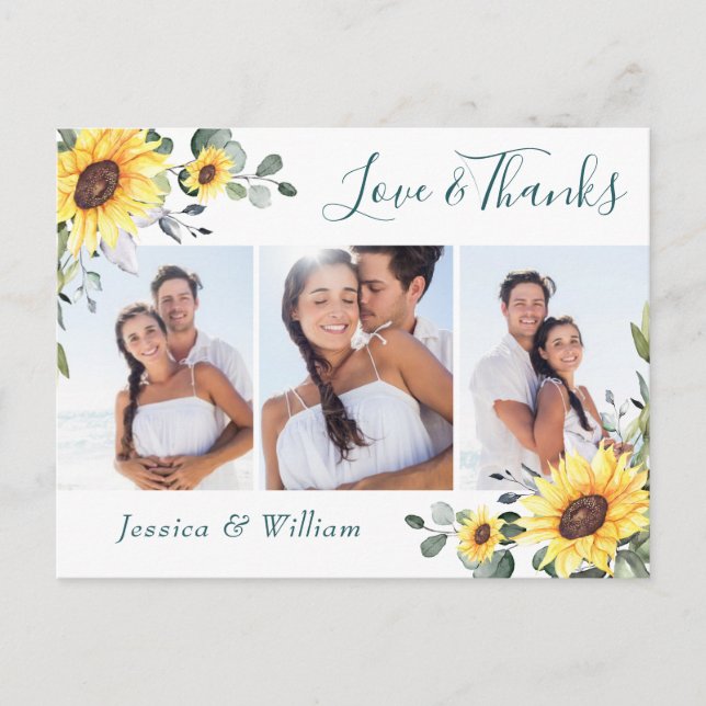 Elegant Eucalyptus Solros FOTO Tack Vykort (Framsida)