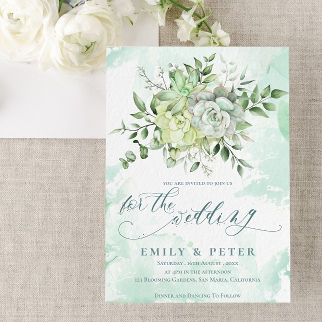 Elegant Eucalyptus Söt Grönt Blommigt Bröllop Inbjudningar (Elegant Eucalyptus Pretty Green Floral Wedding Invitation)