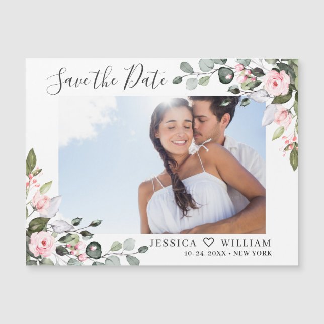 Elegant Eucalyptus Spara datum Magnetiskt kort (Framsida)