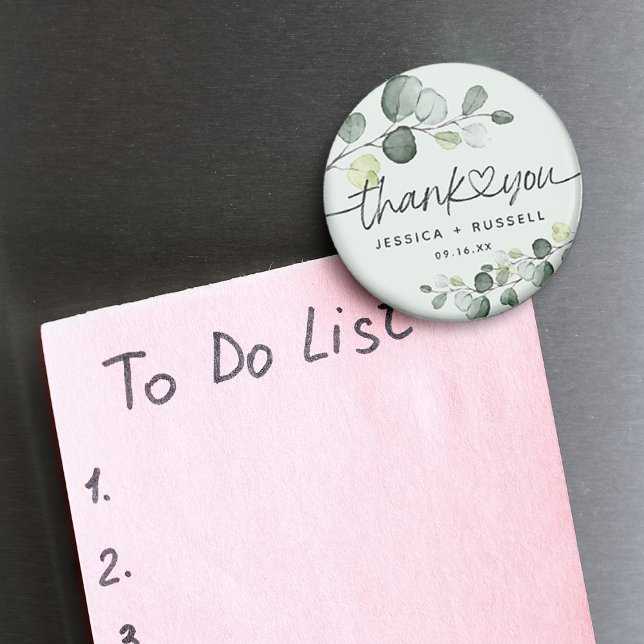 Elegant Eucalyptus Tack Bröllop Magnet (Elegant Eucalyptus Thank You Wedding Magnet)