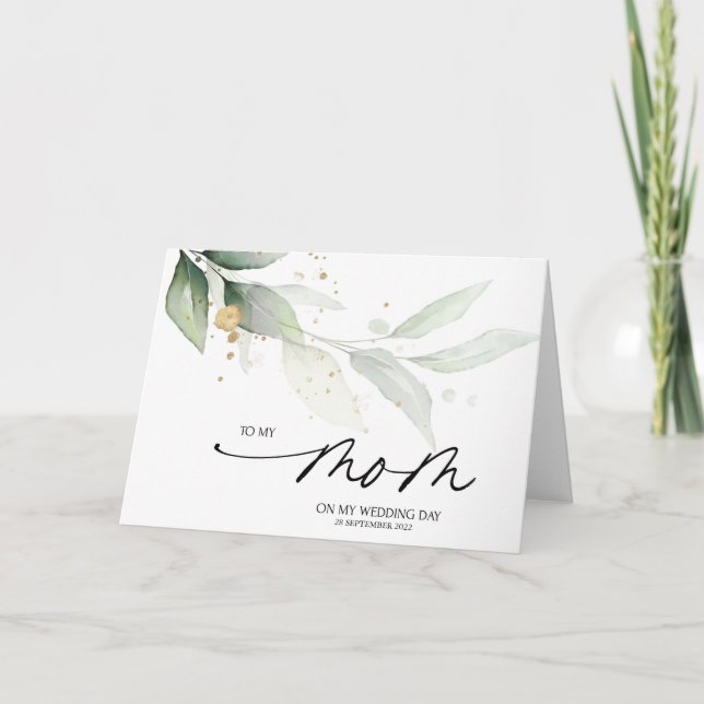 Elegant Eucalyptus till Mamma på min Bröllopsdag Kort (Framsida)
