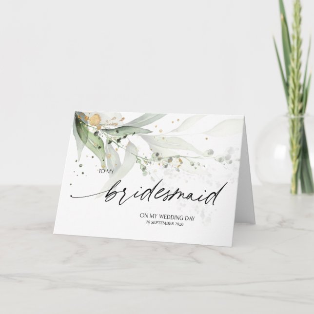 Elegant Eucalyptus till min Bridesmaid på min Bröl Kort (Framsida)