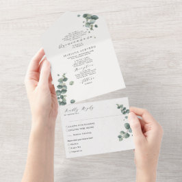 Elegant Eucalyptus Traditional Wording Quinceañera
