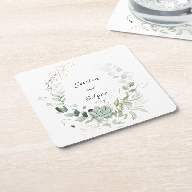  elegant eucalyptus underlägg papper kvadrat (Vinklad)