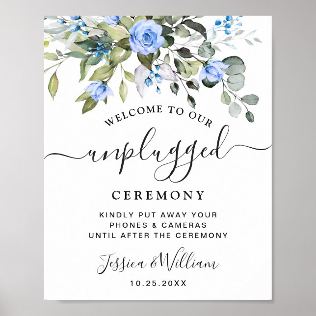 Elegant Eucalyptus Unplugged Bröllop Ceremony Poster (Framsidan)