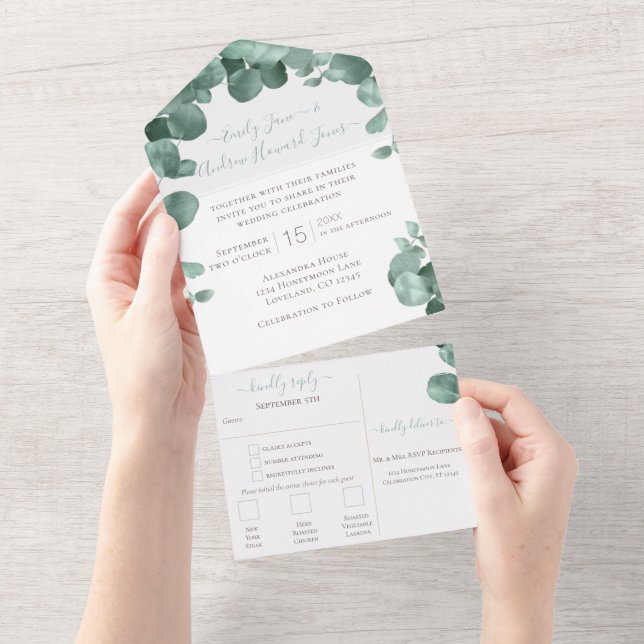 Elegant Eucalyptus utandning Bröllop alla i en och (Avrivbar del)