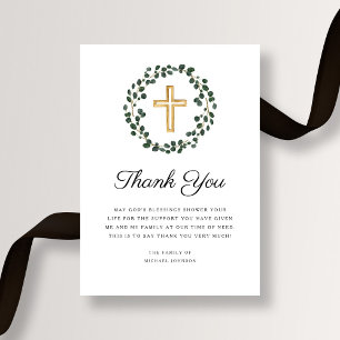 Elegant Eucalyptus Utandning Religiösa Kor Funeral Tack Kort