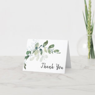 Elegant Eucalyptus Vattenfärg Bröllop Tack Kort
