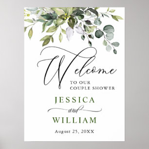 Elegant Eucalyptus Vattenfärg Ett par bildskärmar Poster