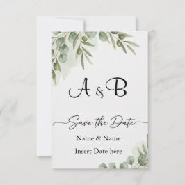 Elegant Eucalyptus Vattenfärg "Save the Date" Mono Spara Datumet