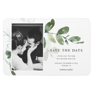 Elegant Eucalyptus Vattenfärg Spara datum Magnet