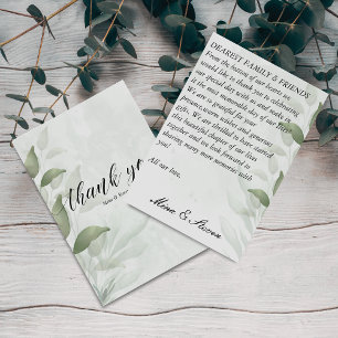 Elegant Eucalyptus vattenfärgsfärg blommigt bröllo Tack Kort