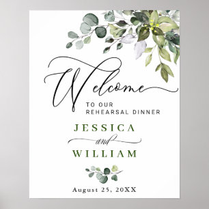 Elegant Eucalyptus Vattenfärgsrepetering Dinner Po Poster